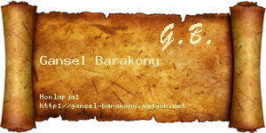Gansel Barakony névjegykártya